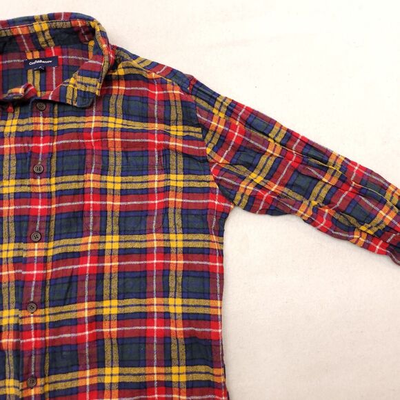 Croft & Barrow Madras Flannel Button Up Shirt Mens Size Medium M Blue Red Yellow - Picture 5 of 10
